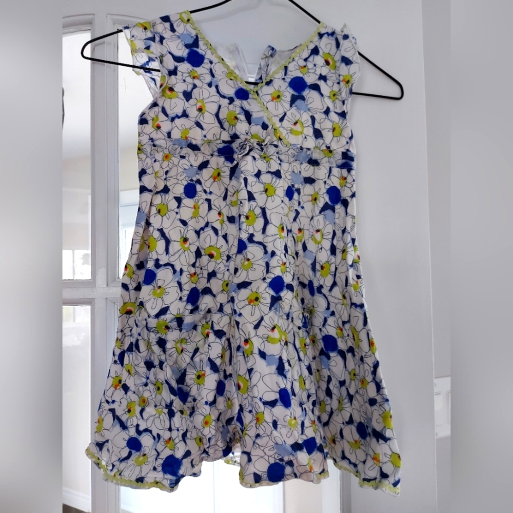 Floral Kids Dress - Blue and Yellow.